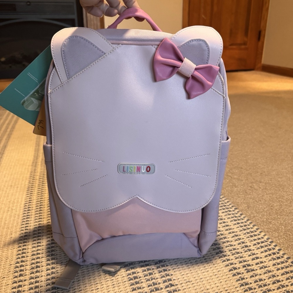 LISINUO Purple & Pink Kitty With A Now Backpack. Extra Padding NWT